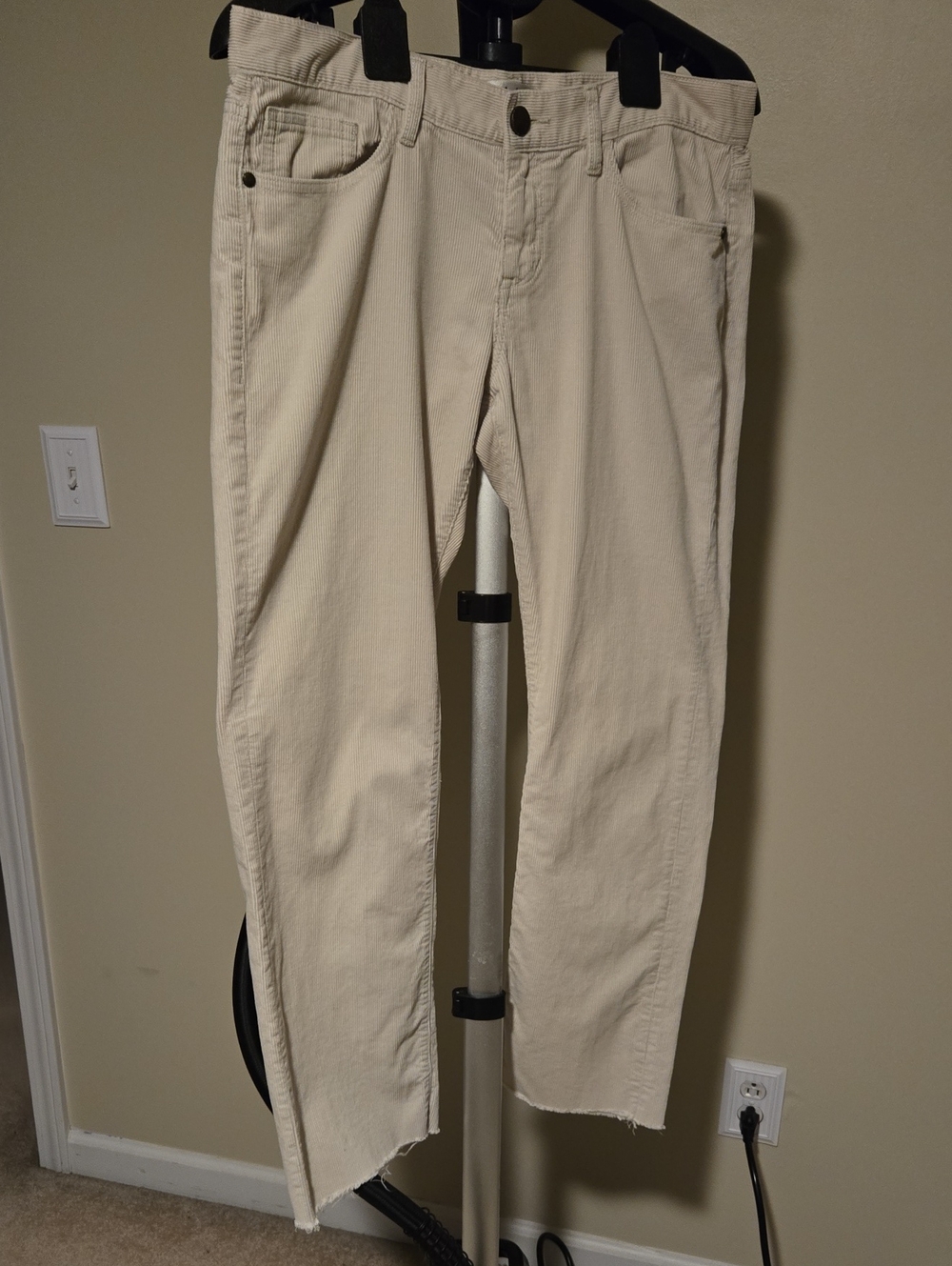 CAbi Cream Corduroy Button-Front Pants